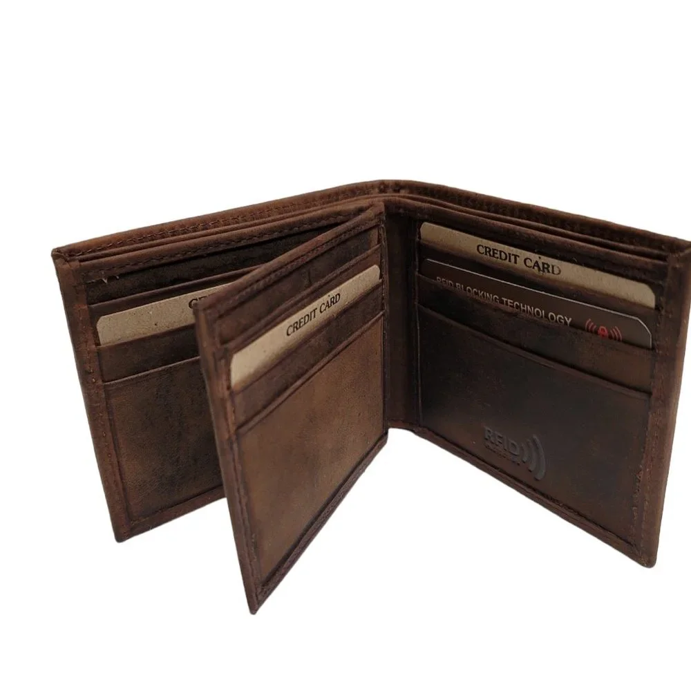 RFID  Wallets Personalized Mens Handmade Vintage Brown Genuine
